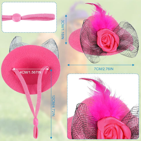 Weewooday 6 Pieces Chicken Hats for Hens Tiny Pets Funny Halloween Accessories Feather Top Hat with Adjustable Elastic