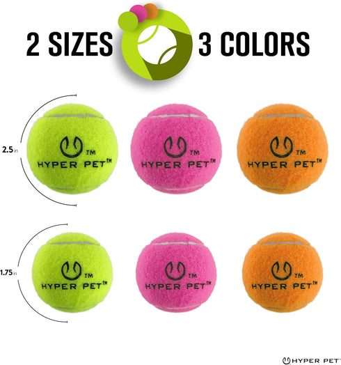 Hyper Pet Tennis Balls for Dogs, 12 Pack 2.5" for Fetch and Exercise, Great for Small Breeds