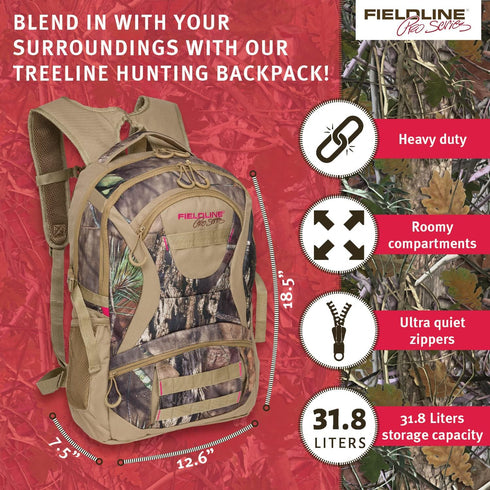Treeline PRO Series Womens Hunting Backpack | Tactical Camo Backpack for Women and Men | Heavy Duty Army | 19.3L |