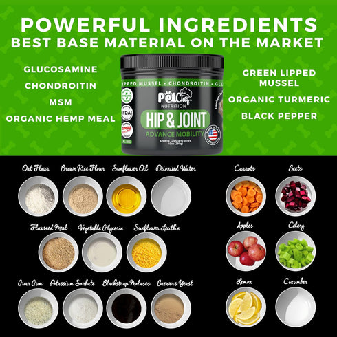 Pet Chef Advanced Dog Hip & Joint Supplement Treat with Glucosamine, Chondroitin & Turmeric for Pain Relief