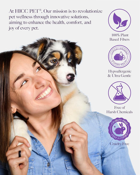 HICC PET Cleaning Deodorizing Wipes for Dogs & Cats, Plant-Based Gentle Wipes for Paws and Butt, Fresh Rose Scent