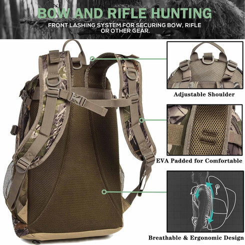 Hunting Backpack Durable Pack with Bow and Rifle Carry System for Camping Hiking