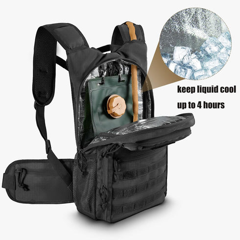 FRTKK Tactical Hydration Pack, Lightweight Insulation Water Backpack, Molle Hydration Backpack for Hiking Running