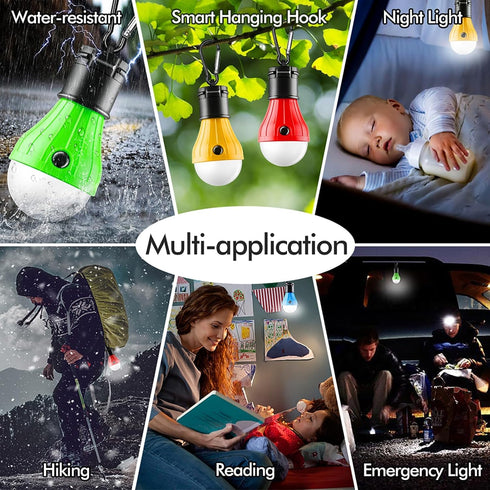 FLY2SKY 5 Packs Portable Tent Lamp, LED Camping Light Bulb with Clip Hook for Emergency, Hiking, Backpacking