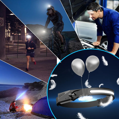 Headlamp Rechargeable 4-Pack, 6 Mode 1200 Lumens LED Headlamps with Motion Sensor for Camping, Hiking, Running