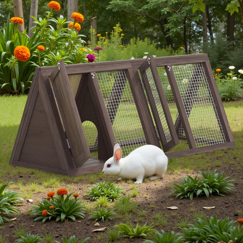 2 (46" Outdoor Rabbit House Bunny Chicken Coop Wooden Small Animals Quail Cage Hamster Pet Run Cage Poultry Hutch