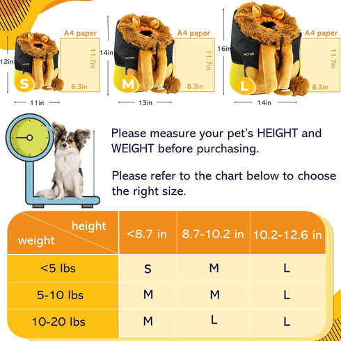 MORIK Pet Backpack Carrier - Ideal for Small Dogs & Cats Under 20 lbs, Good Ventilation & Washable Mat for Travel, Large