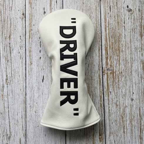 Golf Club Headcover - Premium PU Leather Driver Fairway Wood Hybrid Headcover, White with Black Golf Accessory