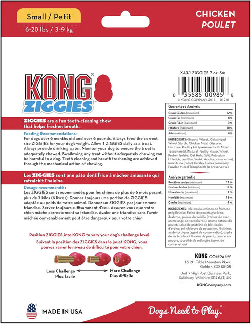 KONG Classic and Ziggies Dog Chew Toy with Treats for Small Dogs