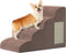 Dog Steps for Bed, 4-Step Dog Ramp for Small Dogs, Non-Slip Design, High Density Foam, Coffee