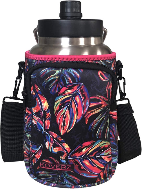 Koverz Half Gallon Jug Carrier, 64oz Bottle Carrier Compatible with Yeti & RTIC Half Gallon Jugs - Tropics