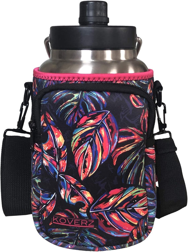 Koverz Half Gallon Jug Carrier, 64oz Bottle Carrier Compatible with Yeti & RTIC Half Gallon Jugs - Tropics