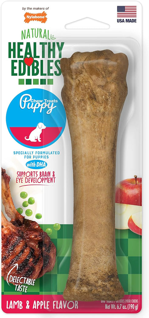 Nylabone Healthy Edibles Puppy Chews, Long Lasting Lamb & Apple Flavor, X-Large/Souper (1 Count)