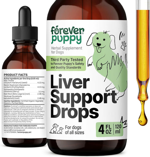 Liver Support for Happy Dogs, Milk Thistle Extract Liquid Supplements for Liver Detox and Cleanse - 4 oz