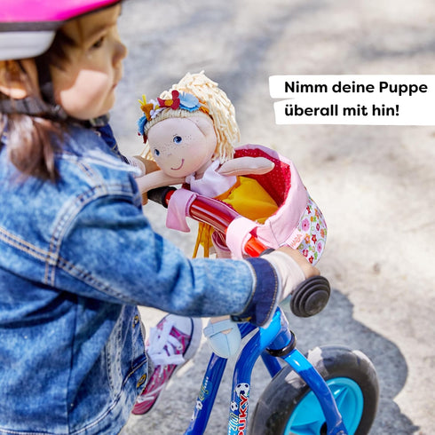 HABA Soft Doll Bike Seat – Baby Doll Accessories for Toddler, Seat Attachment for Scooters, Trikes & Bikes, Fits Most
