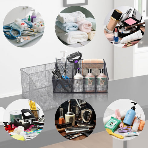 6-Compartment Blanket,Shampoo,Trimmer,Clipper,Brush Universal Pet Grooming Supplies Organizer, Dog Storage Organizer