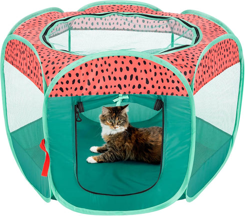 Furhaven Portable Dog Playpen Cat Tent, Pet Playground,Kennel Foldable Indoor Outdoor Zippered