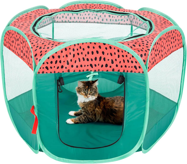 Furhaven Portable Dog Playpen Cat Tent, Pet Playground,Kennel Foldable Indoor Outdoor Zippered