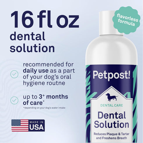 16 oz. Petpost | Dental Solution for Dogs - Water Additive that Eliminates Bad Breath - Dirt, Gunk, and Tooth Buildup