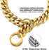 Dog Chain Collar Chew Proof, Heavy Duty 15mm Thick Stainless Steel Metal Cuban Link for Small Medium Large Dogs - Gold