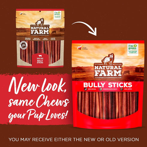 Natural Farm Odor-Free Curly Bully Sticks (10-12 Inch, 5 Pack), 100% Beef Pizzle Chews for Small & Medium Chewers