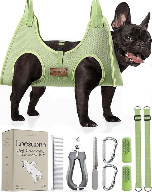 Dog Grooming Hammock - Sling for Nail Trimming with Clippers for Small Dogs, Dog Hanging Harness