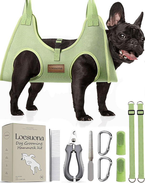 Dog Grooming Hammock - Sling for Nail Trimming with Clippers for Small Dogs, Dog Hanging Harness