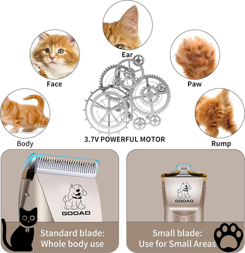 Trimmer, Trimmer Cat Clippers for Matted Hair, Cat Grooming Kit, Cordless Cat Shaver for Long Hair, Low Noise Paw Cat