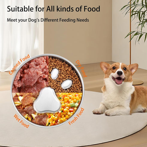 Slow Feeder Dog Bowls, 2 Cups Stainless Steel Non-Slip Bowl, Slow Feeder for Small & Medium Sized Dogs