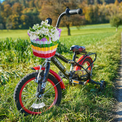 Kids Bike Basket for Girls, Handlebar Bicycle Basket with Unicorn Necklace and Bike Decoration Accessories Set