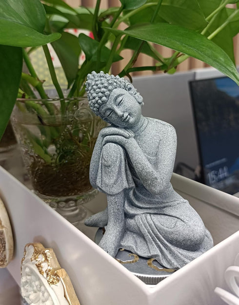 Fish Tank Decorations Set, Betta Fish Tank Accessories, Aquarium Buddha Statue and Artificial Plastic Plants Set