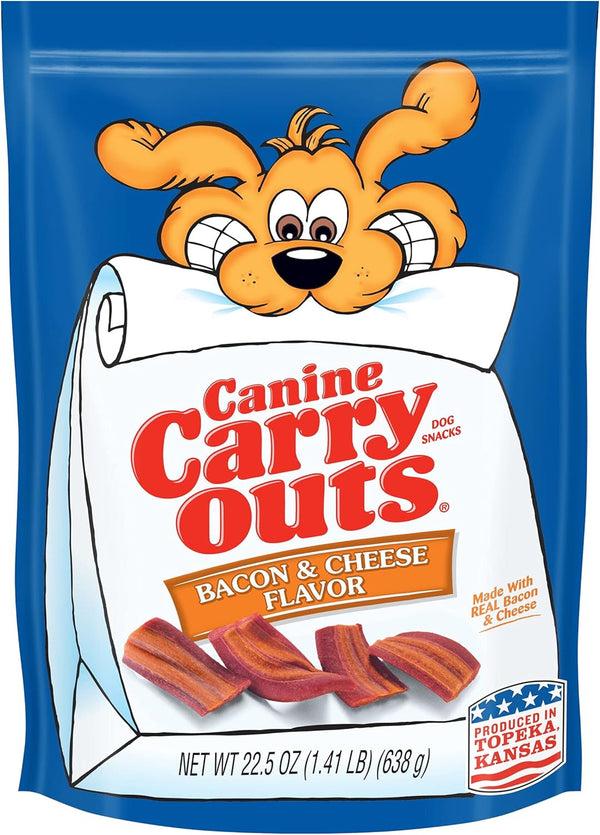 Canine Carry Outs Dog Treats - Bacon & Cheese Flavor, 22.5 Ounce (Pack of 6), Made with Real Bacon and Cheese