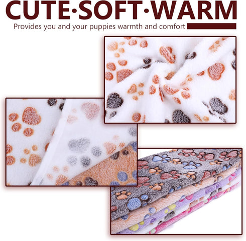 Pet Blanket - Soft Fluffy Fleece Mat with Cute Paw Print for Dogs and Cats, Pink Medium (30''x20'')