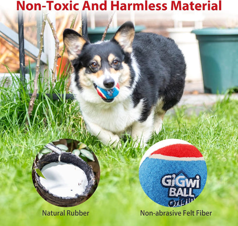 Gigwi Squeaky Tennis Ball Dog Toys - Interactive Dog Ball for Small and Medium Dogs Training, 2.5” Rubber Toy (3 Pack)