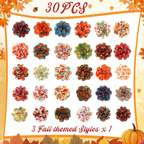 Sanwuta 30 Pcs Fall Dog Collar Flowers, Thanksgiving Pet Bow Ties Holiday Accessories for Small Medium Large Dogs