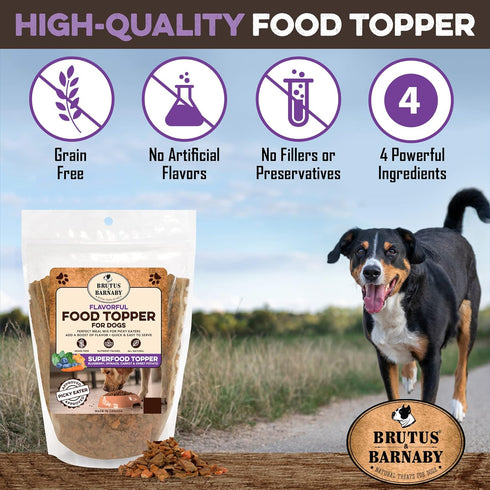 Dog Food Topper - Super Foods, Healthy Vegan Flavor Mix for Picky Eaters, Blueberries, Carrots, Spinach, Sweet Potato,