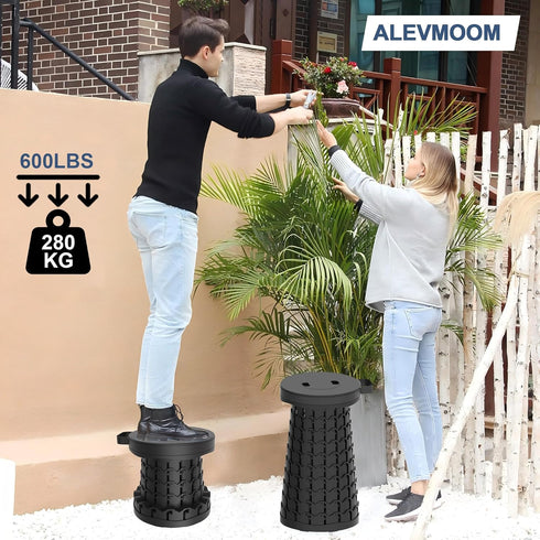 2026 18.1" 600lbs ALEVMOOM Upgraded Collapsible Stool with Cushion & Carry Bag, Max Weight Portable Telescoping Stool