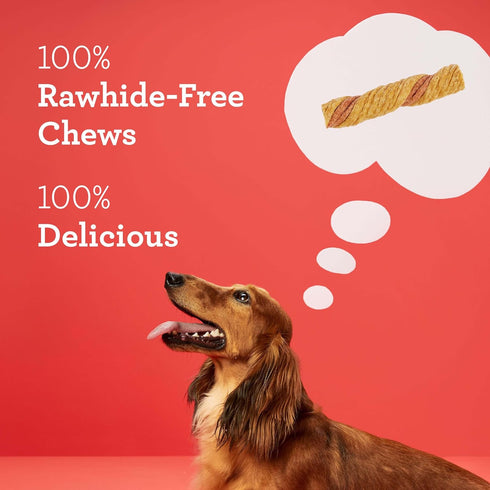 Dreambone Puffy Rolls Chews for Dogs, 8 Count, Rawhide-Free Chews with Real Peanut Butter and Bison