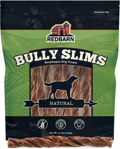 Redbarn Bully Slims Esophagus Dog Treats – 4.7 oz Bag, Natural Beef Esophagus, Gluten-Free Chew