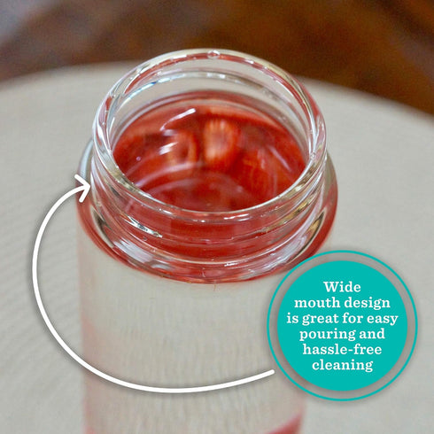 Juice Bottles - 4 Pack Wide Mouth Glass Bottles with Lids for Juicing, Smoothies, 16oz, BPA Free