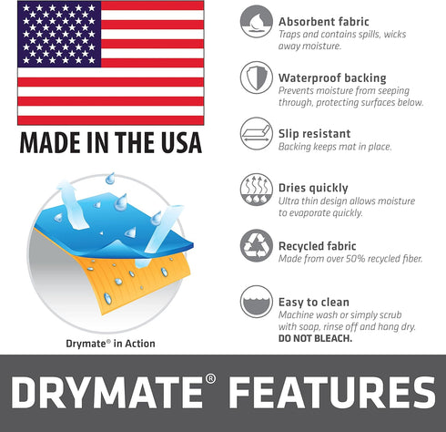 Drymate Pet Bowl Placemat - Dog & Cat Food Feeding Mat, Waterproof, Slip-Resistant, Machine Washable (12” x 20”, River