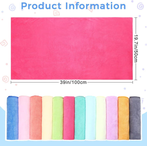 Moukeren 12 Pcs Microfiber Dog Towels Bulk, 20'' x 39'' Absorbent Soft Bath Towels for Small Medium Dogs