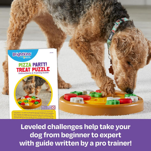 Brightkins Pizza Party! Treat Puzzle - Interactive Dog Puzzle Toys, Fun Gifts for Dogs