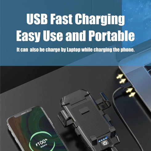 USB Rechargeable Bike Phone Mount, LED Bike Headlight with Power Bank, 3 Modes, Easy to Install, Rainproof Cycling Lamp.