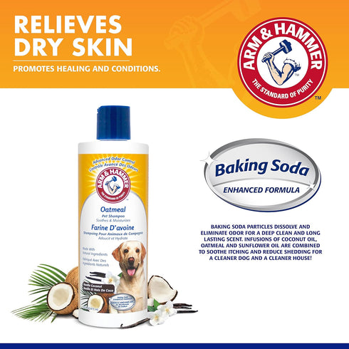 Arm & Hammer for Pets Oatmeal Shampoo for Dogs, Best for Dry, Itchy Skin, Soothing Vanilla Coconut Scent, 16 oz