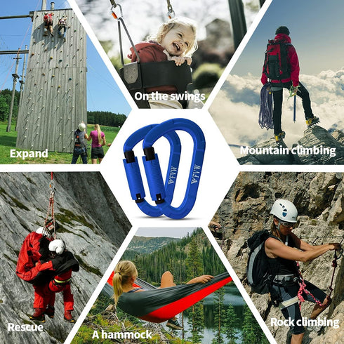 FVW Auto Locking Rock Climbing Carabiner Clips - Professional 25KN Heavy Duty Caribeaners for Rappelling and Gym