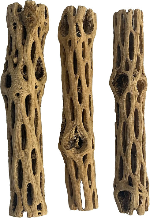 Awesome Aquatic Natural Cholla/Choya Wood, 3 Pieces 6” for Shrimp Habitat, Chew Toys, and Aquarium Decoration