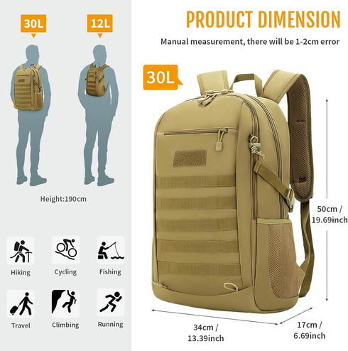 HUNTVP 10L/20L Mini Daypack - Military MOLLE Backpack Rucksack Gear Tactical Assault Pack Bag for Hunting, Camping,