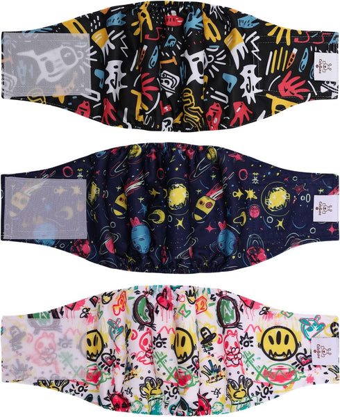 CuteBone Dog Diapers Male Washable Belly Band for Male Dogs Wraps Black