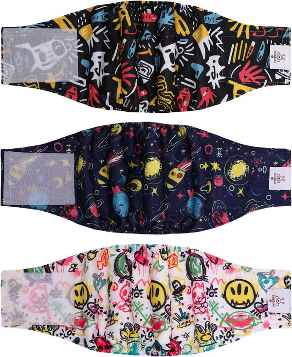 CuteBone Dog Diapers Male Washable Belly Band for Male Dogs Wraps Black